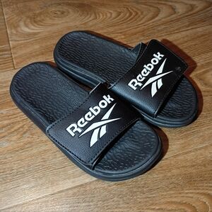 Reebok Black Slides with Logo